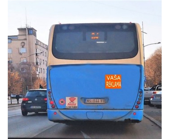 Novi Sad - Promotivne nalepnice na zadnjoj strani autobusa